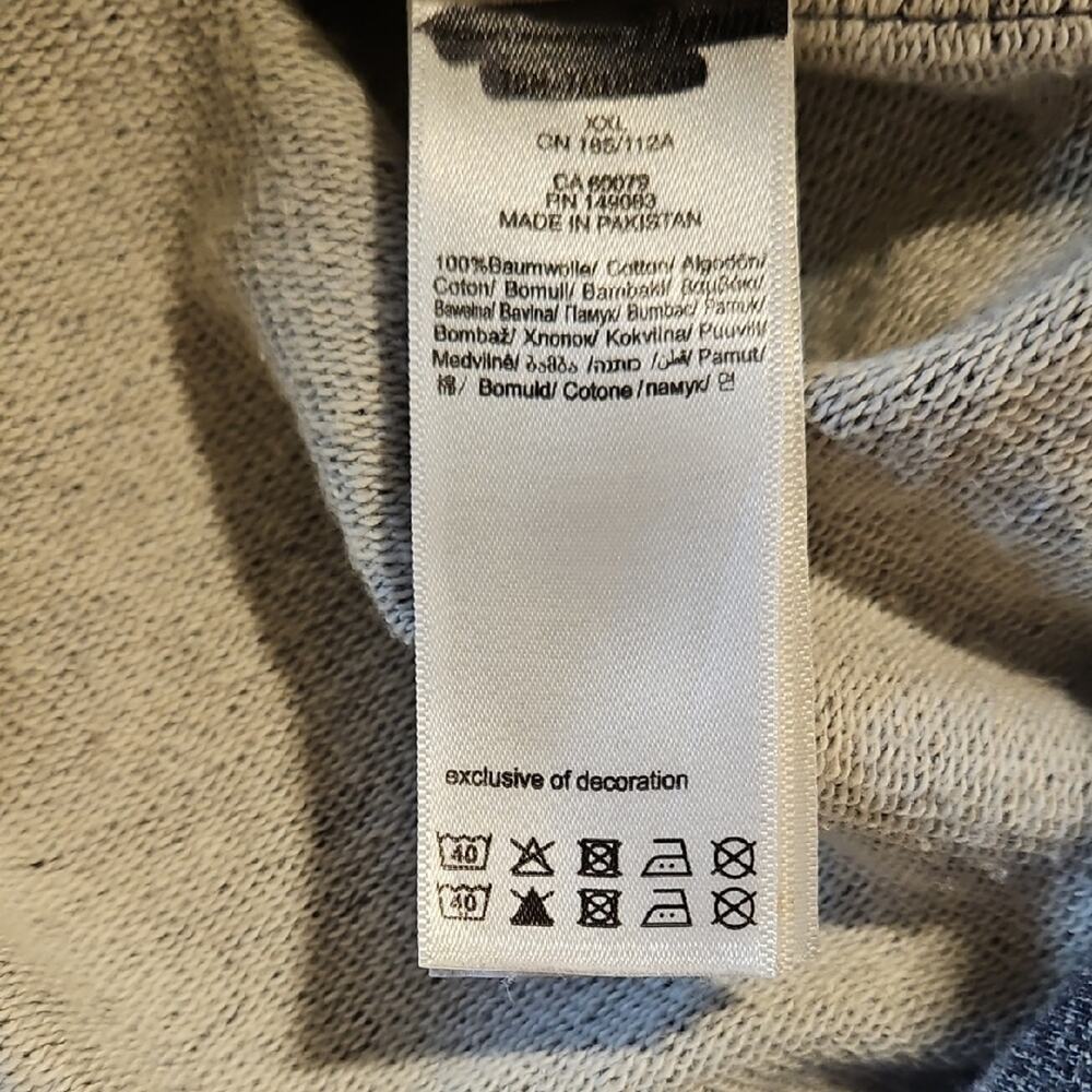 Gray Pullover Hoodie with Drawstrings and Vertical Sleeve Graphics - Picture 4 of 5